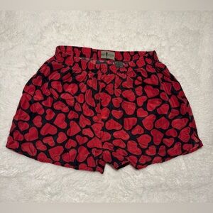 VINTAGE 80s RARE Men's Robert Stock 100% Silk Boxers with Red Heart Print